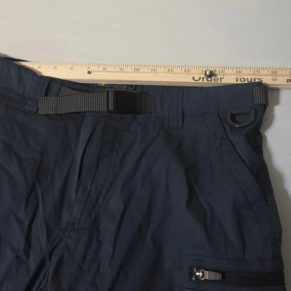 BC Clothing Cargo Convertible Pants Men M x 30 Navy Blue Stretch Belted Hiking